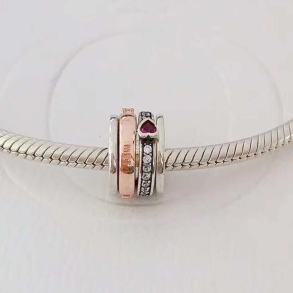 Pandora Signature Beads Charm S925 Silver for Bracelet Pendant Rose Gold-Plated